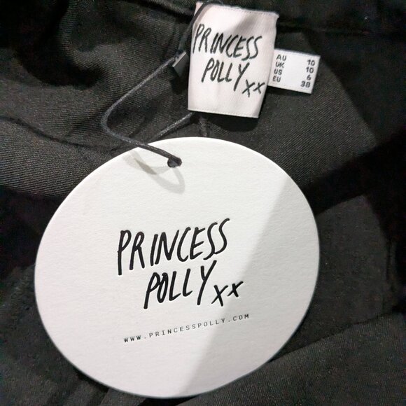 Princess Polly Women's Briana Wide Leg Black Dress Pants Trousers, Size 6, NWT - Picture 2 of 14